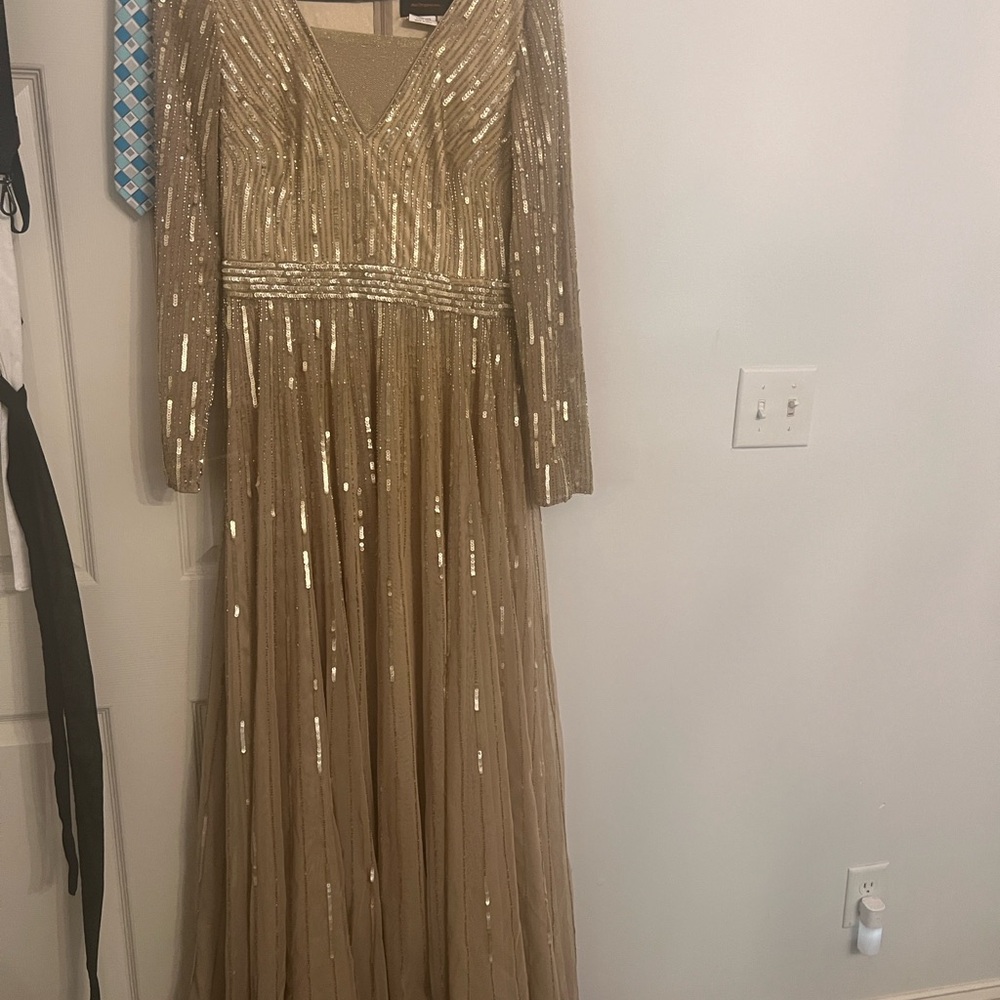 Mac Duggal Gold Sequin Dress